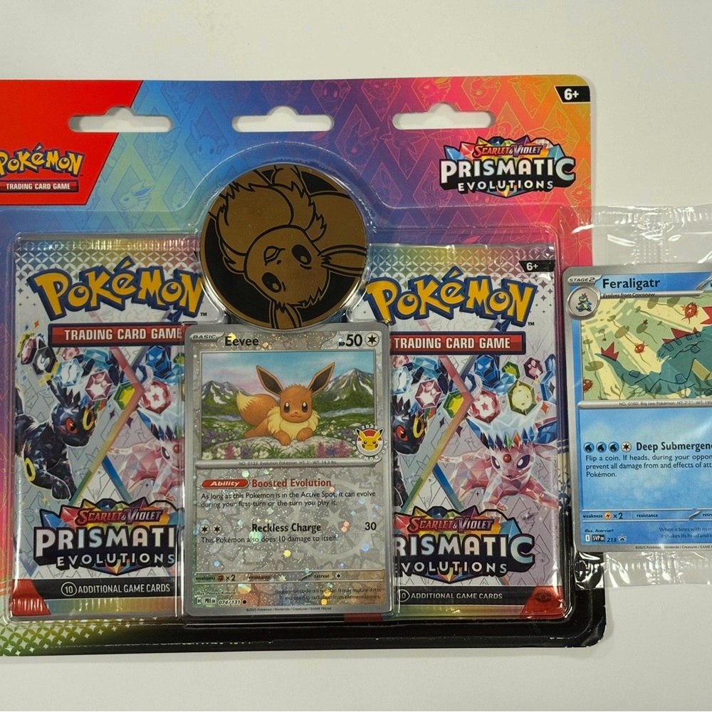 Pokemon Prismatic Evolutions Card Set with Eevee and Feraligatr